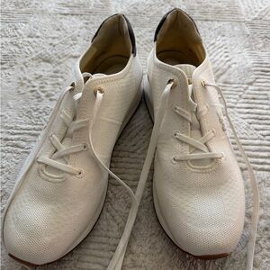 Michael Kors White Knit Lace-Up Sneakers